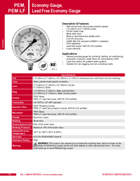 Thumbnail of document Data Sheet - PEM/PEM-LF Press. Gauge/Lead Free Economy Press. Gauge